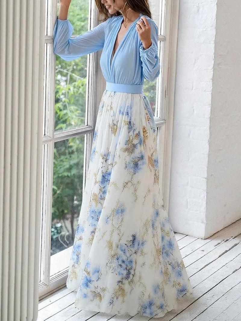 Madeleine | Vestido maxi con estampado floral y escote en V