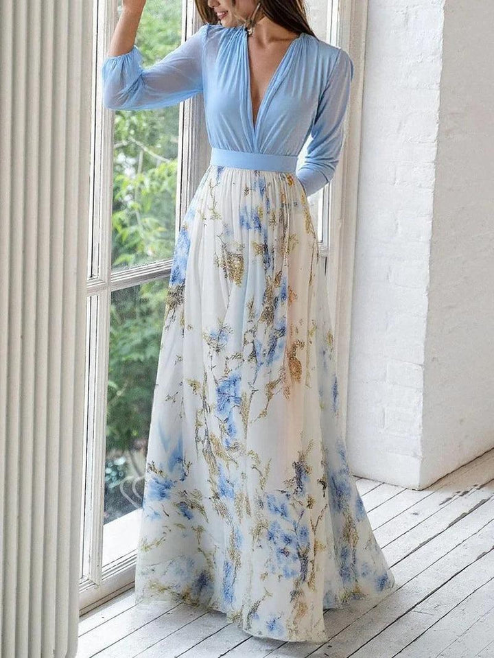 Madeleine | Vestido maxi con estampado floral y escote en V