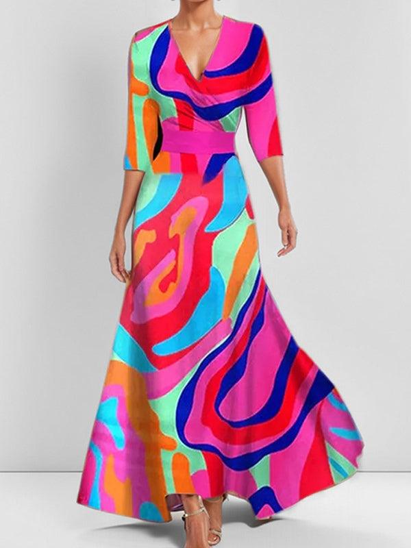 Lea | Conjunto elegante maxi de manga media estilo seaside glam