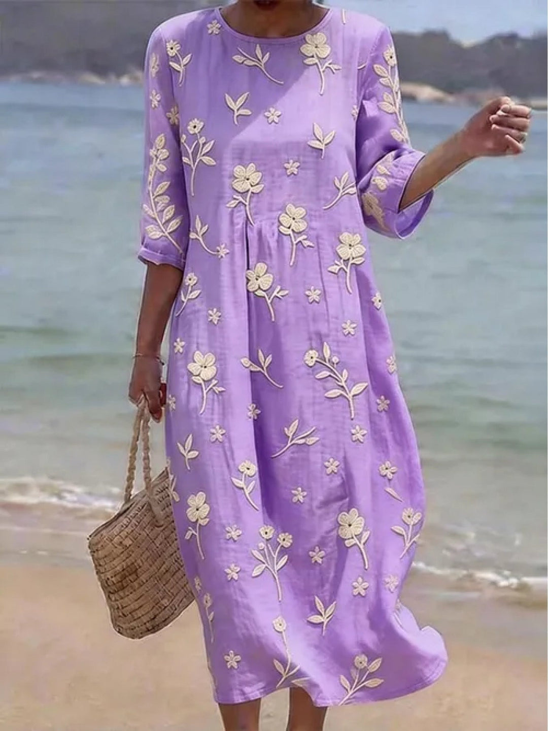 Ella | Vestido de manga media con bordados