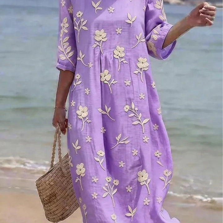 Ella | Vestido de manga media con bordados