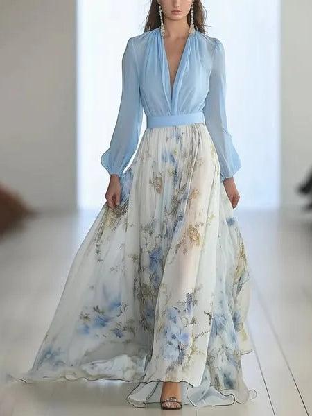 Madeleine | Vestido maxi con estampado floral y escote en V