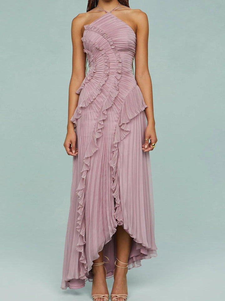 Ruth | Vestido largo plisado de tirantes con aberturas