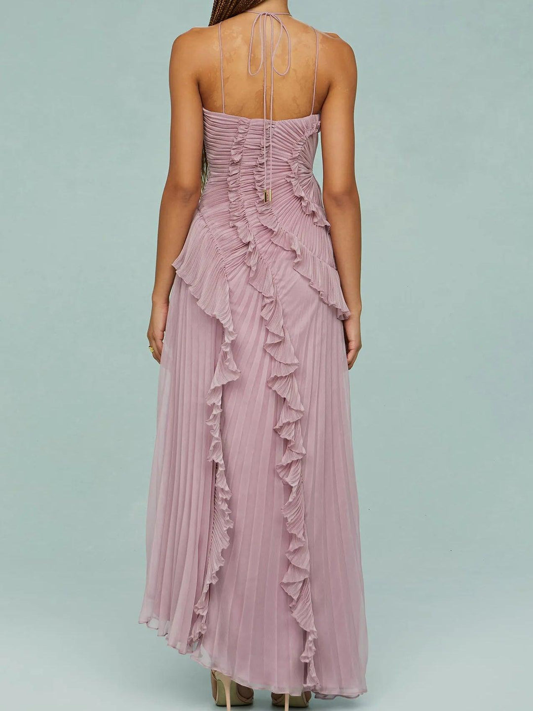 Ruth | Vestido largo plisado de tirantes con aberturas