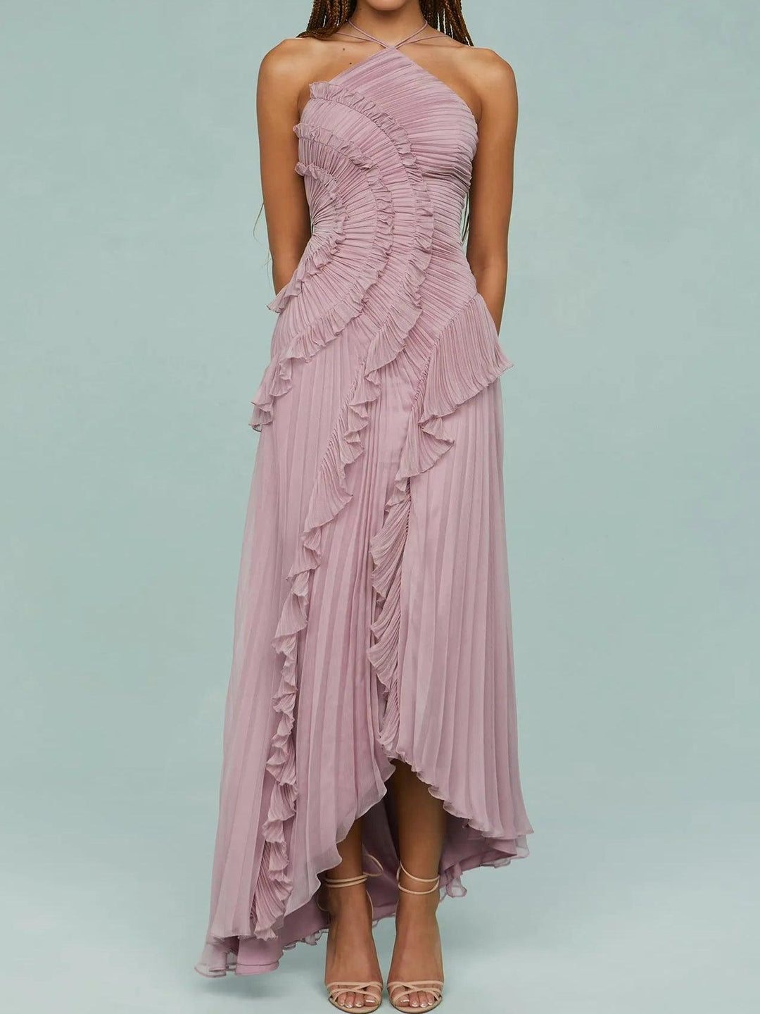 Ruth | Vestido largo plisado de tirantes con aberturas
