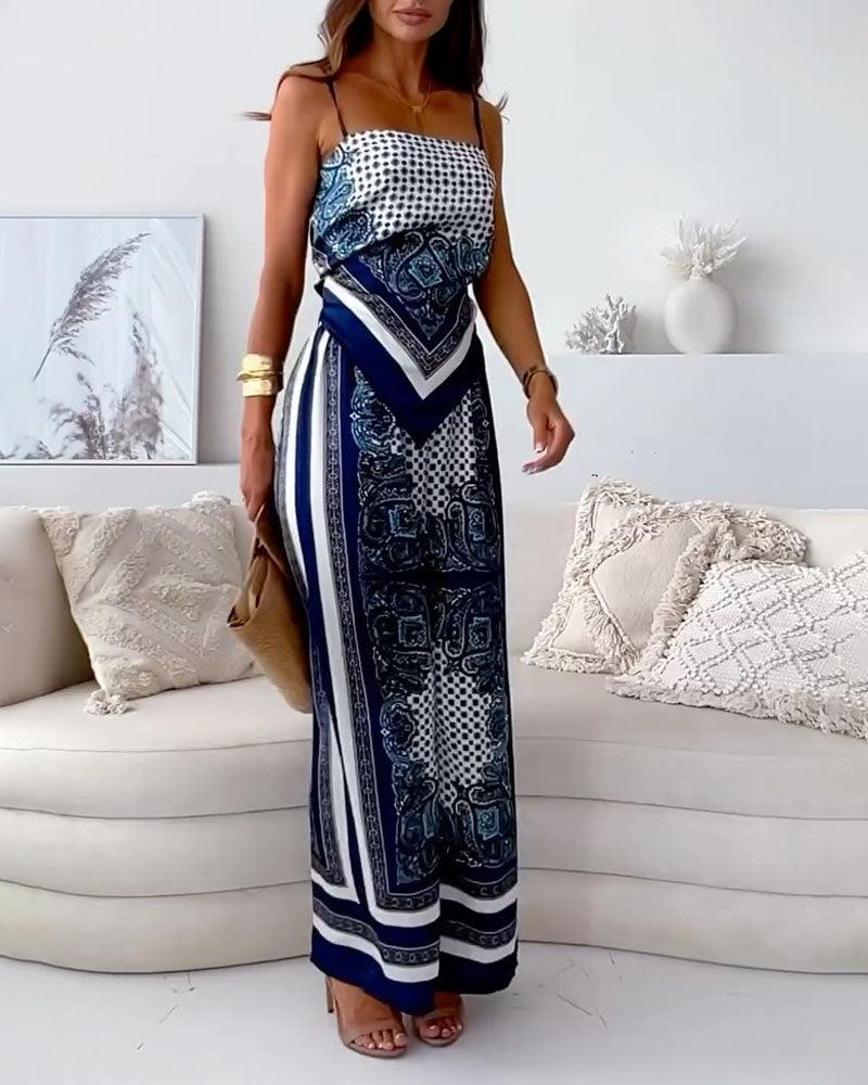 Helen | Conjunto de dos piezas con chaleco de cordones y pantalón, estilo vacacional y elegante