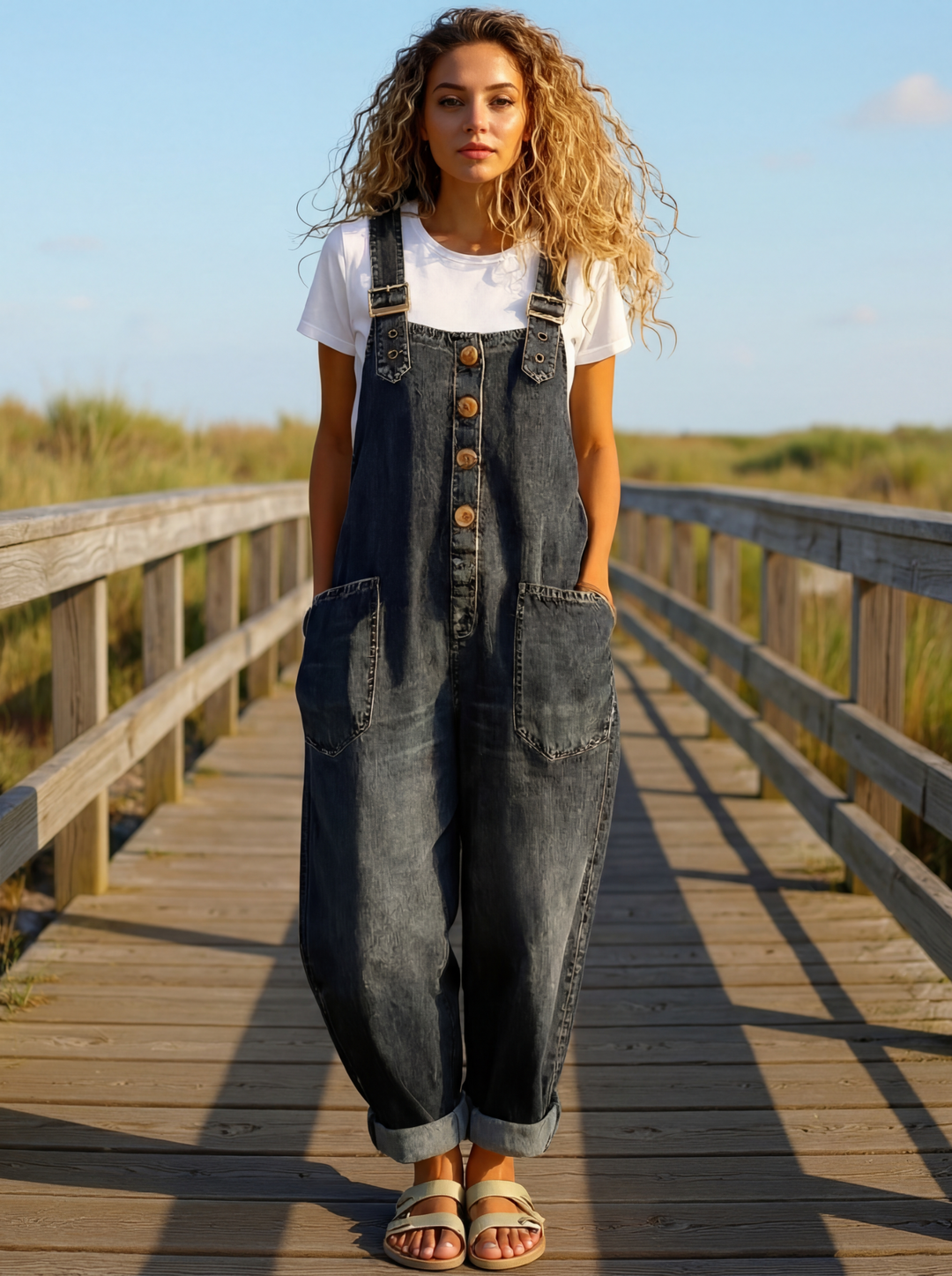 Rocio | Mono vaquero casual con hebilla ajustable