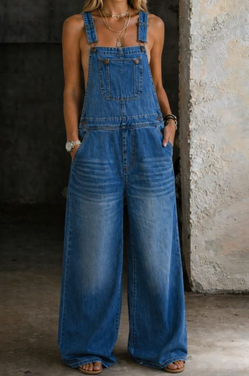 Abril | Mono Denim Con Cintura Elástica