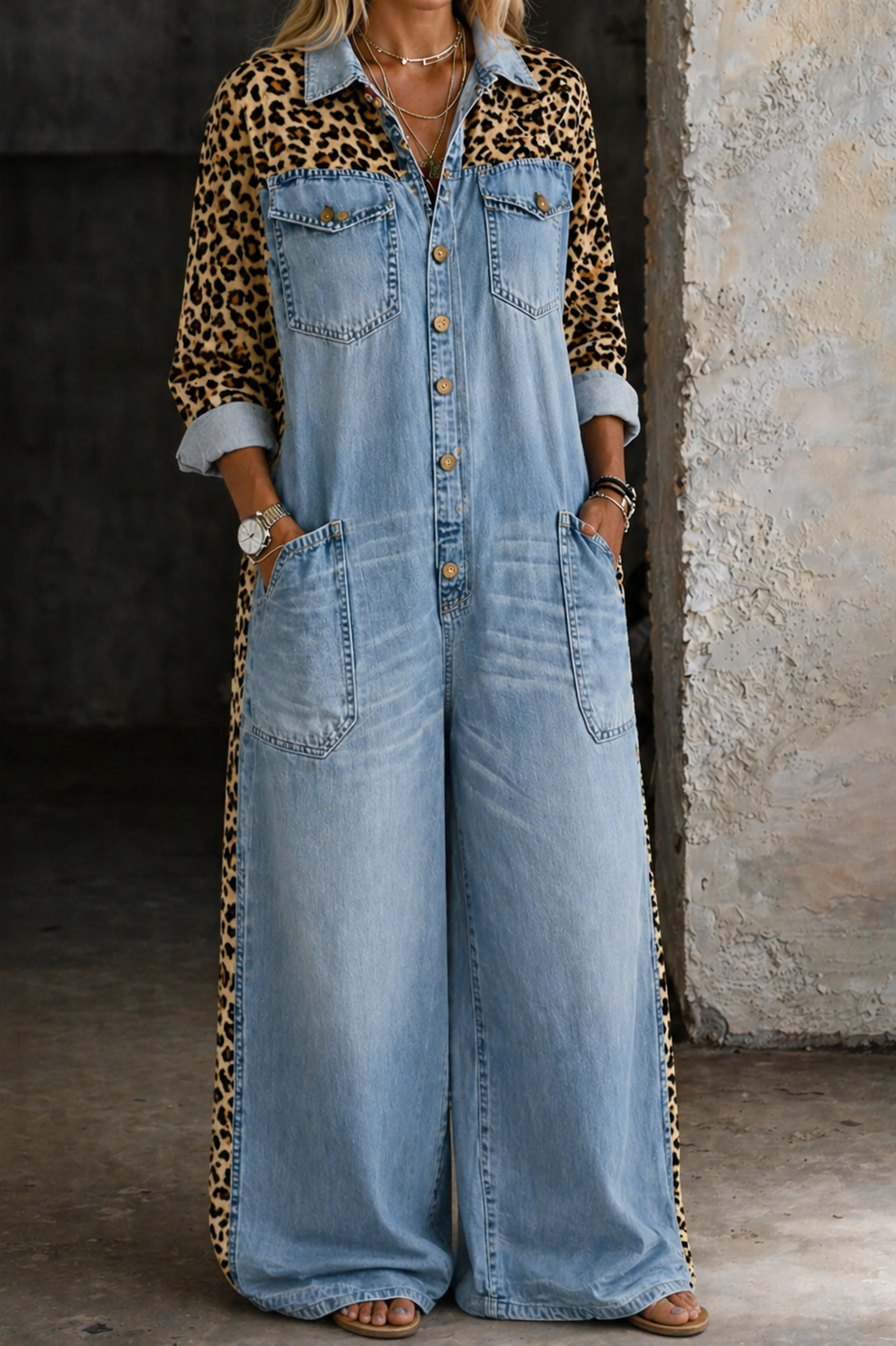 Amanda | Mono vaquero tipo camisa de una pieza