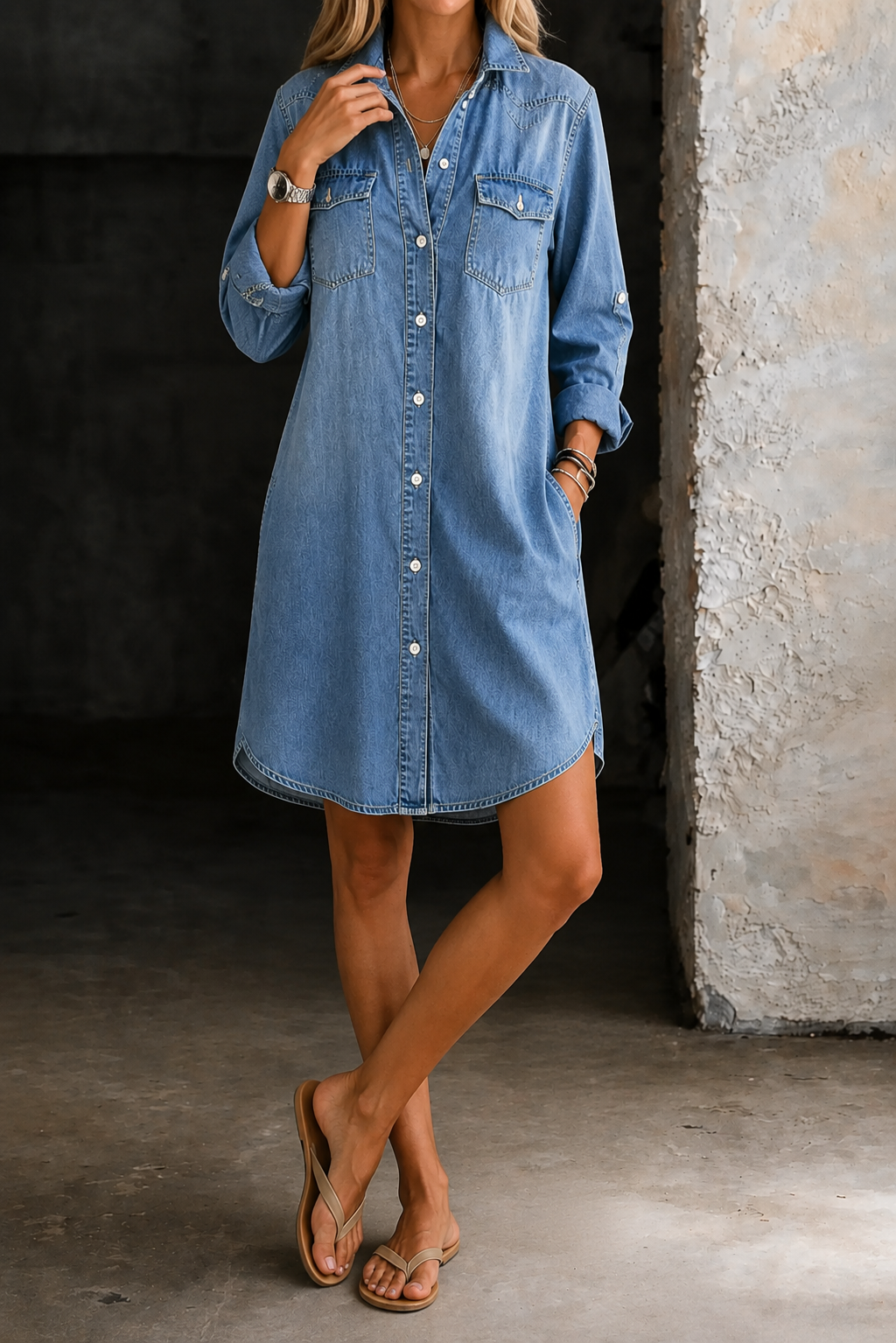 Donna | Vestido camisero vaquero casual elegante