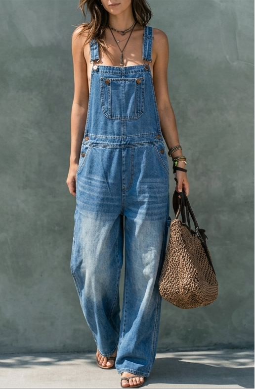 Abril | Mono Denim Con Cintura Elástica