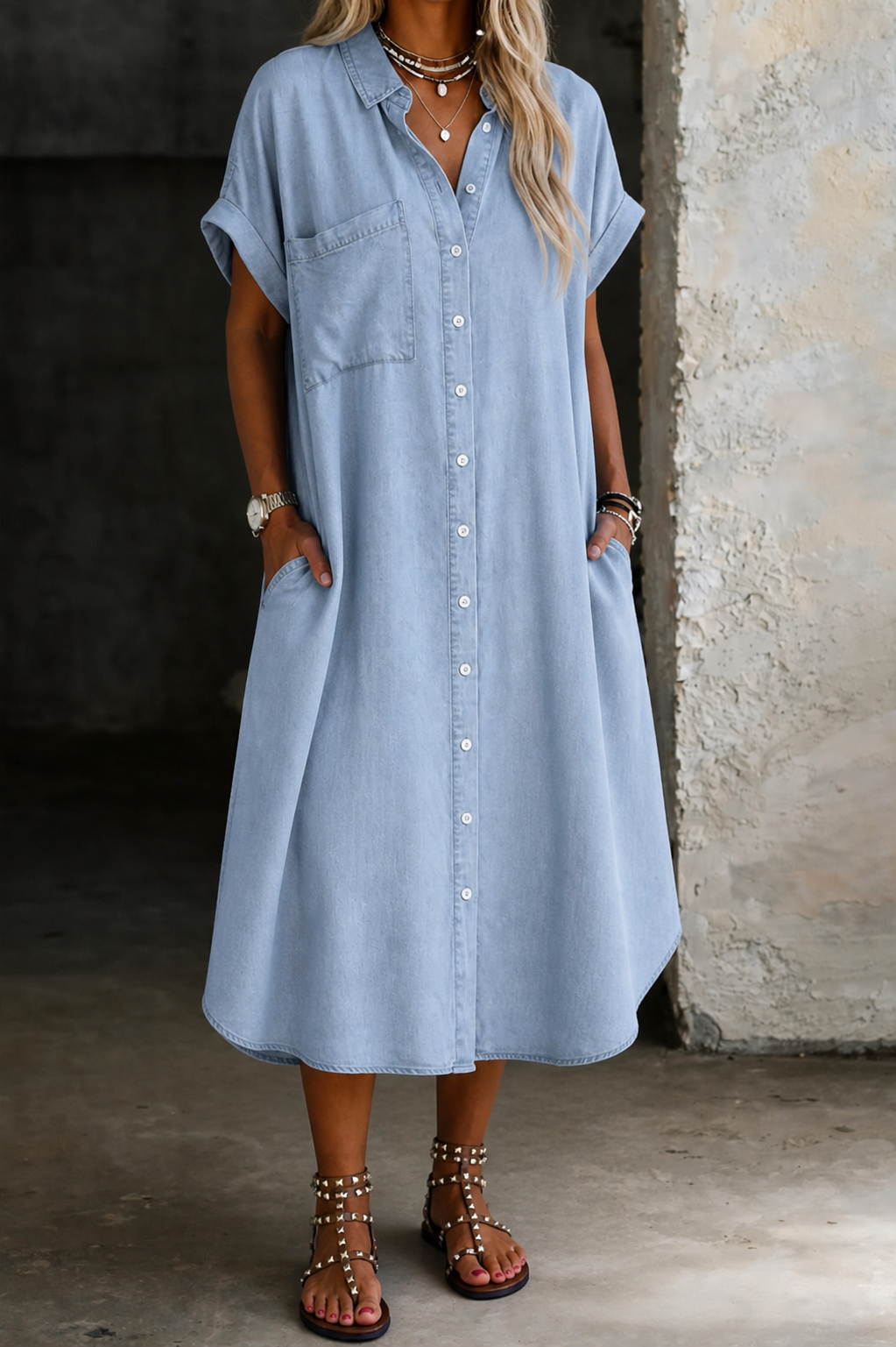 Karen | Vestido camisero estilo vaquero ligero