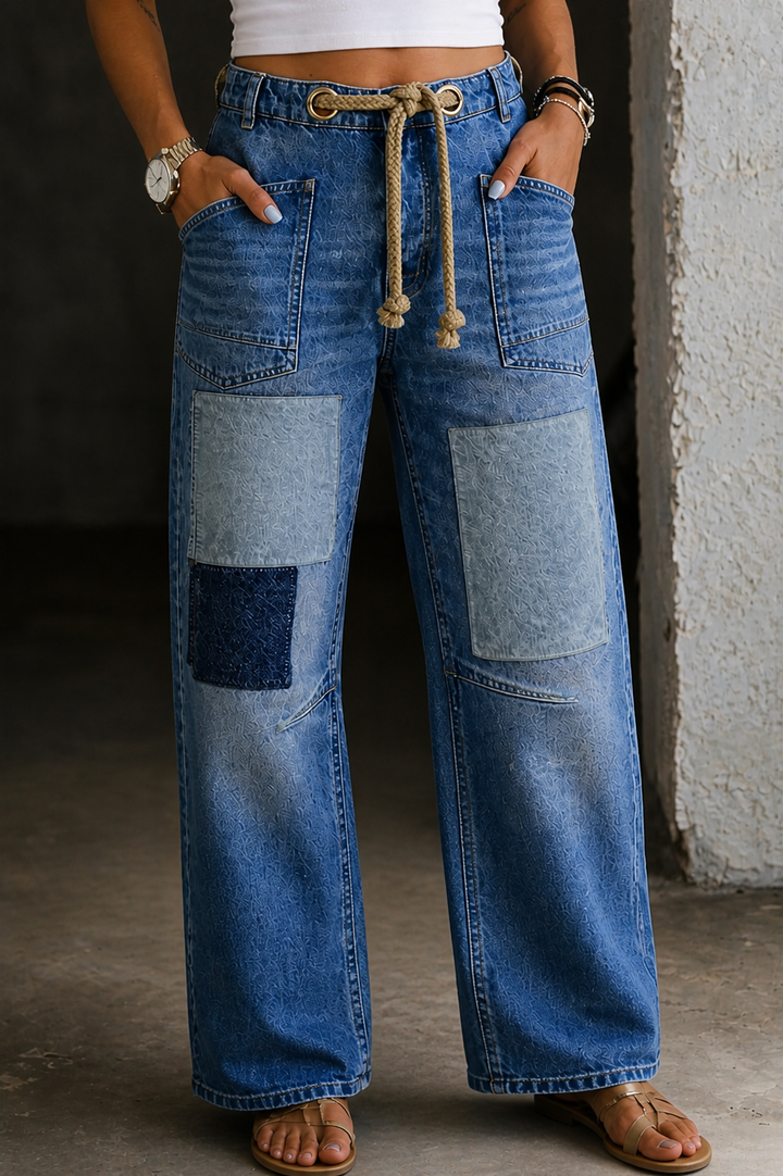 Margarita | Vaqueros patchwork con cordón ajustable