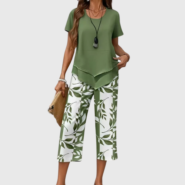 Avy | Conjunto de dos piezas con estampado de hojas