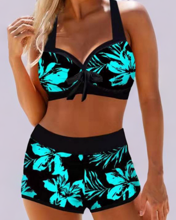 Sherrie | Traje de baño de cintura alta con estampado floral