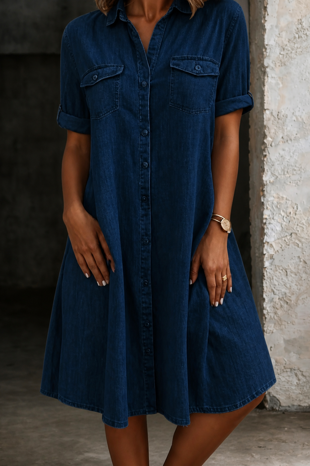 Patricia | Vestido midi estilo vaquero casual