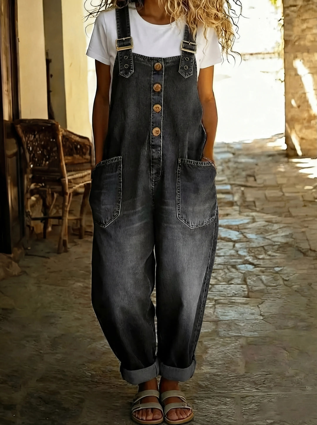 Rocio | Mono vaquero casual con hebilla ajustable