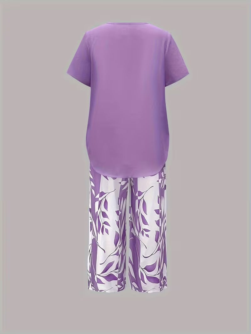 Avy | Conjunto de dos piezas con estampado de hojas