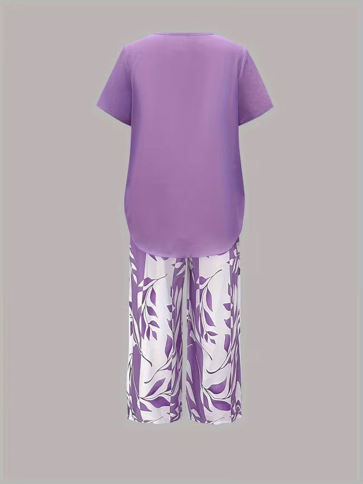 Avy | Conjunto de dos piezas con estampado de hojas