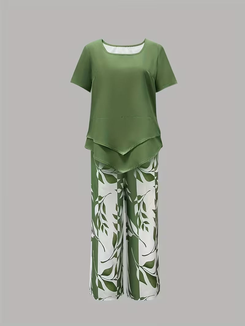 Avy | Conjunto de dos piezas con estampado de hojas