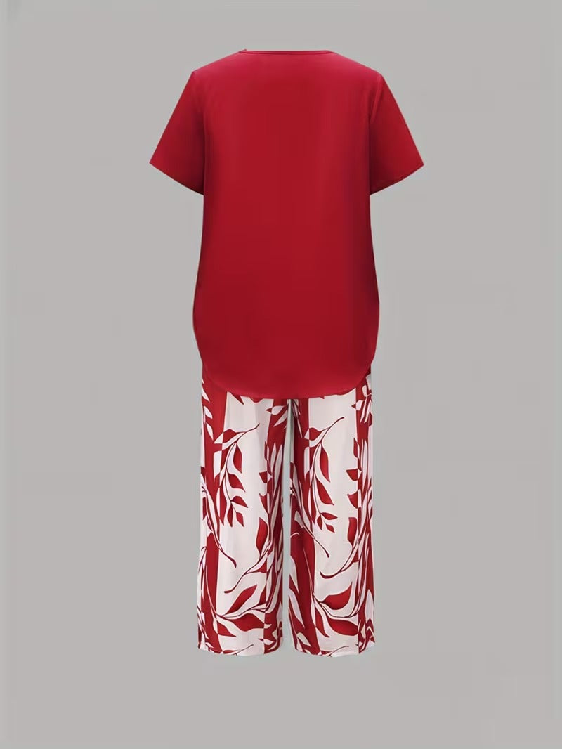 Avy | Conjunto de dos piezas con estampado de hojas
