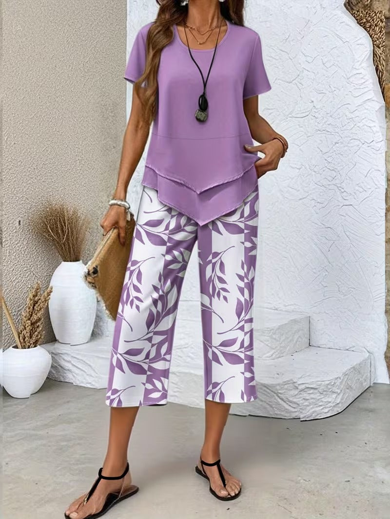 Avy | Conjunto de dos piezas con estampado de hojas