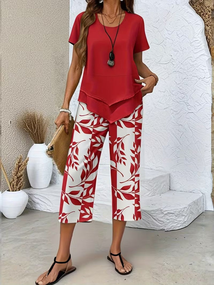 Avy | Conjunto de dos piezas con estampado de hojas