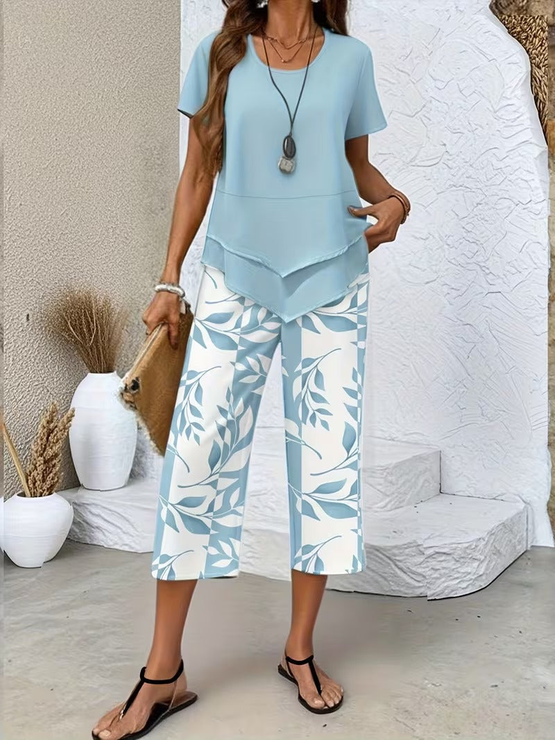 Avy | Conjunto de dos piezas con estampado de hojas