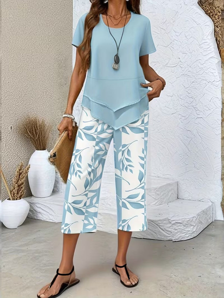 Avy | Conjunto de dos piezas con estampado de hojas