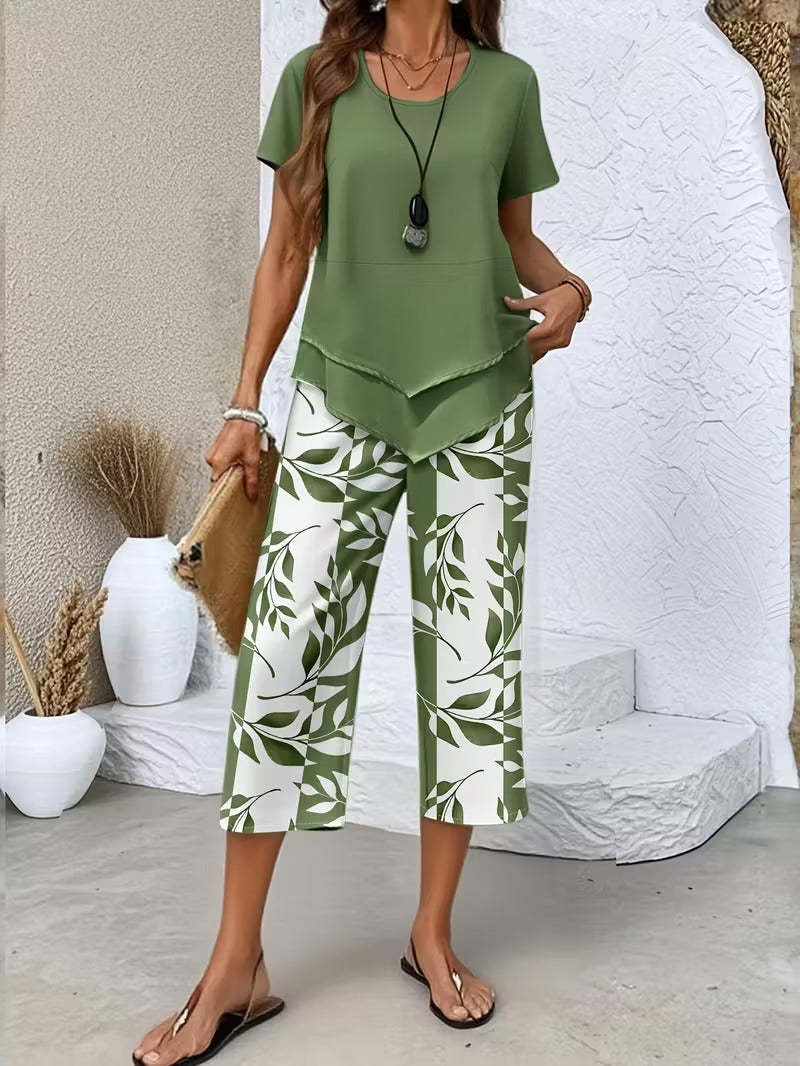 Avy | Conjunto de dos piezas con estampado de hojas