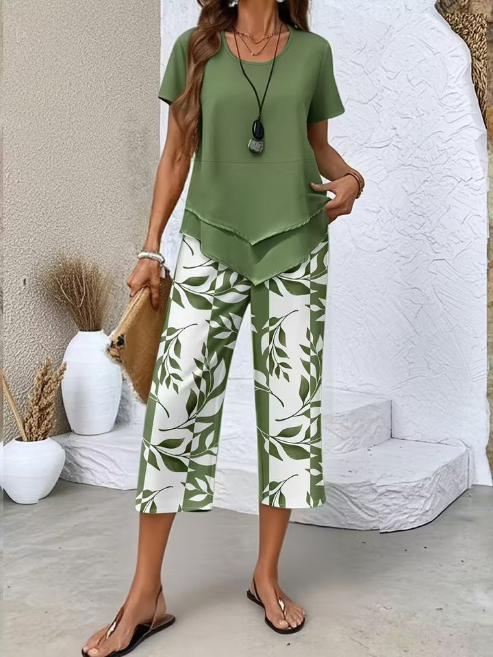 Avy | Conjunto de dos piezas con estampado de hojas