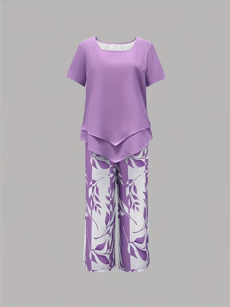 Avy | Conjunto de dos piezas con estampado de hojas