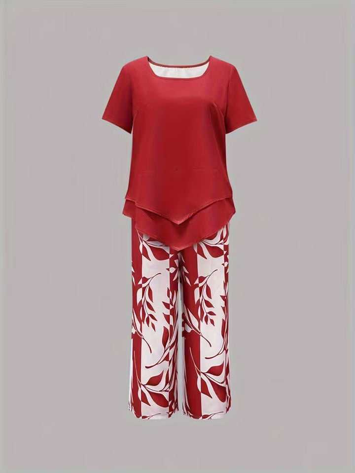 Avy | Conjunto de dos piezas con estampado de hojas