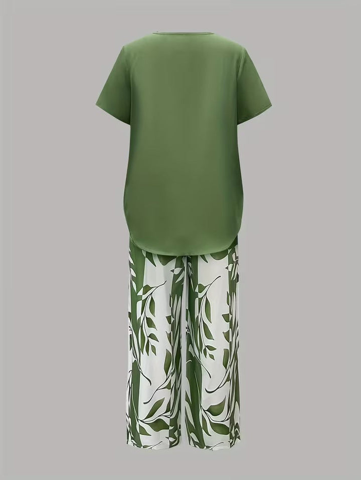 Avy | Conjunto de dos piezas con estampado de hojas