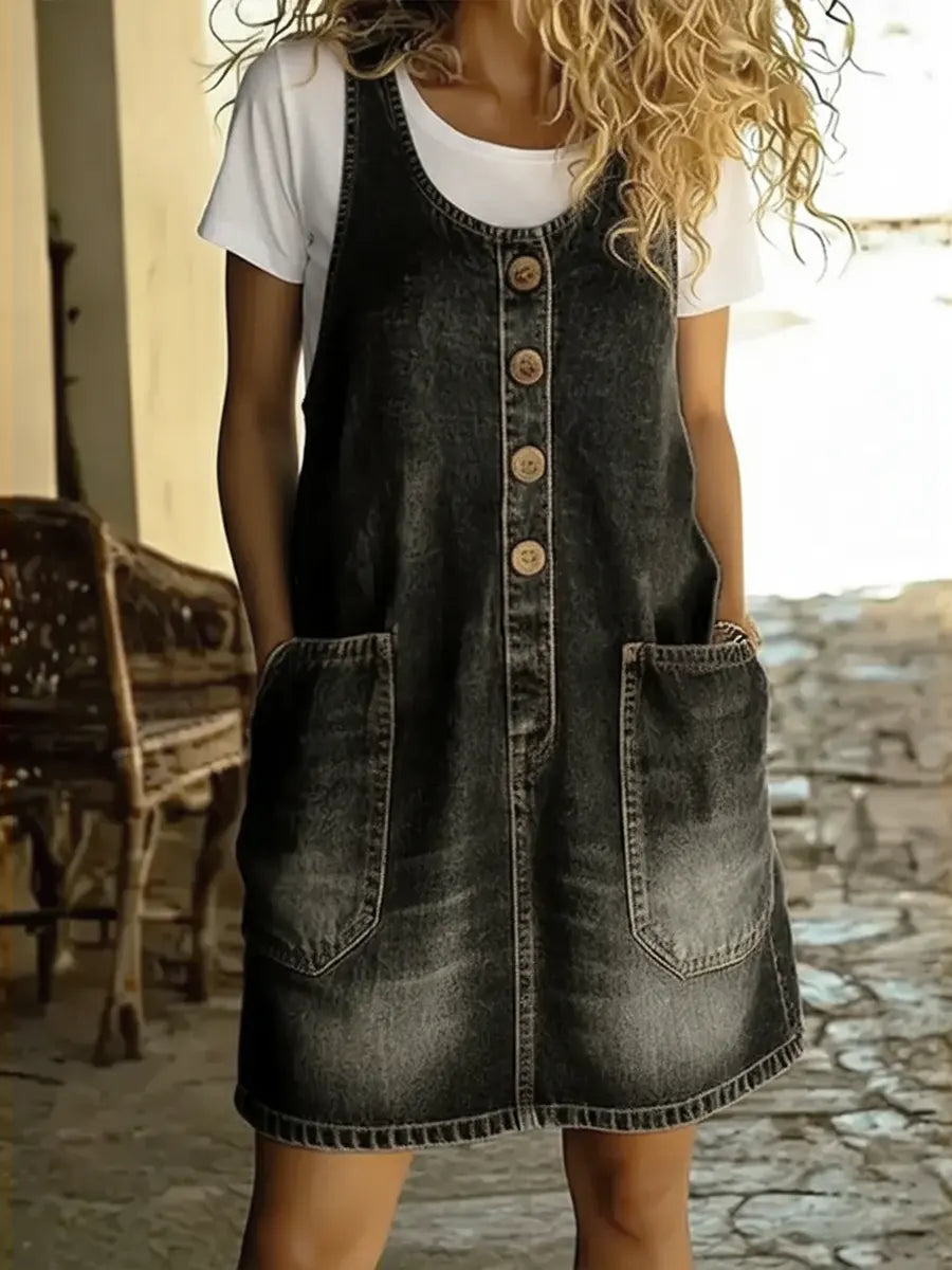 Victoria | Vestido Mini Vaquero Sin Mangas de Algodón
