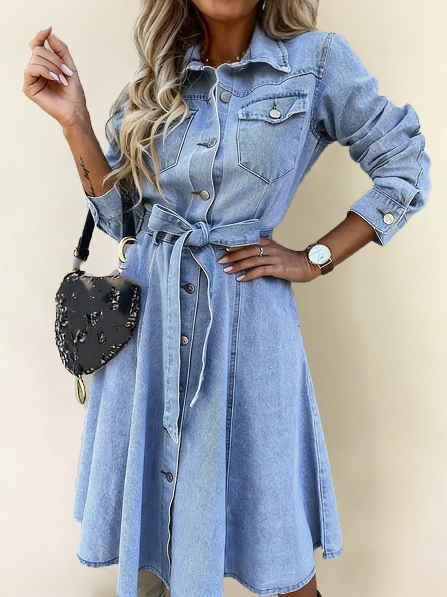 Luna | Vestido vaquero de manga larga