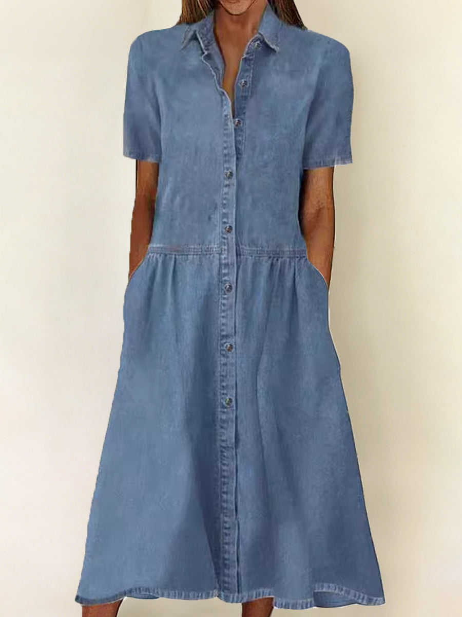 Carolina | Vestido vaquero de manga corta