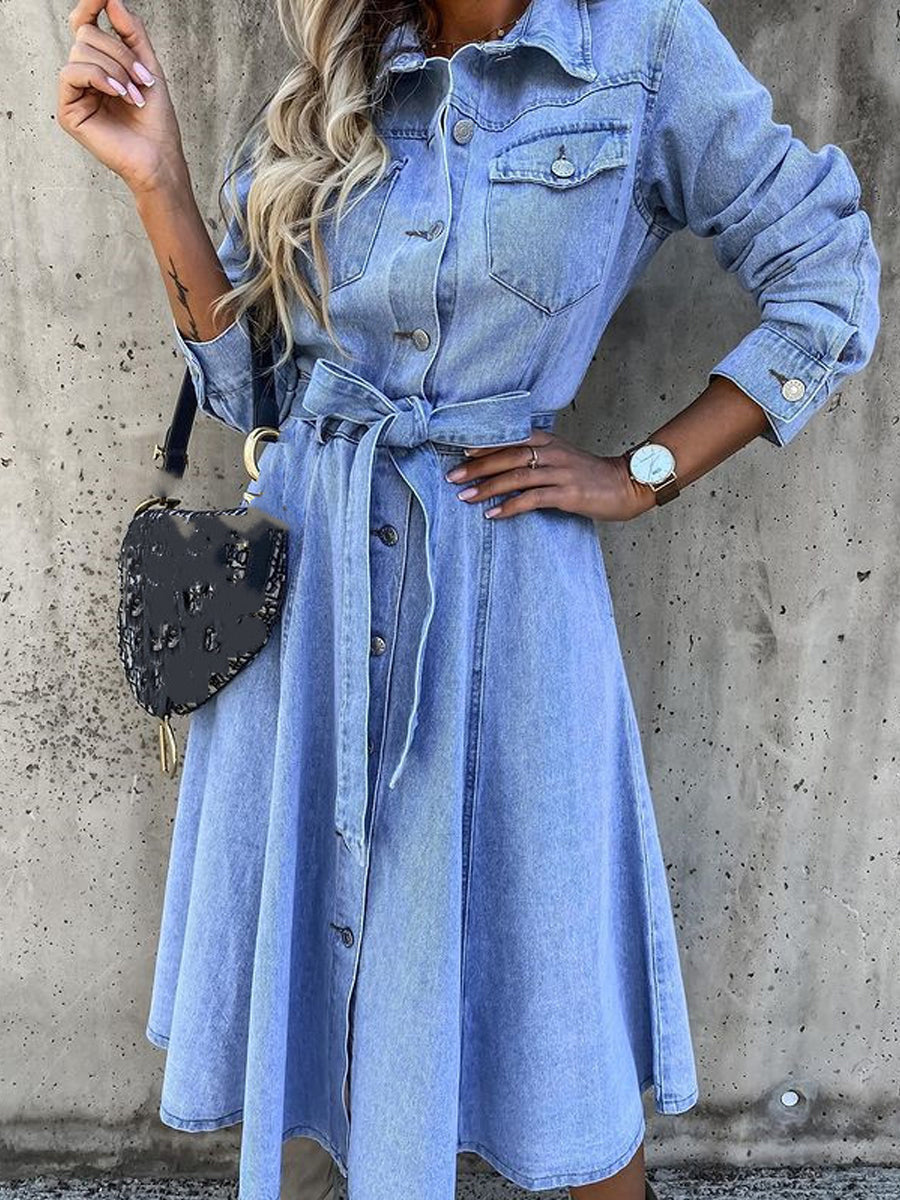 Luna | Vestido vaquero de manga larga