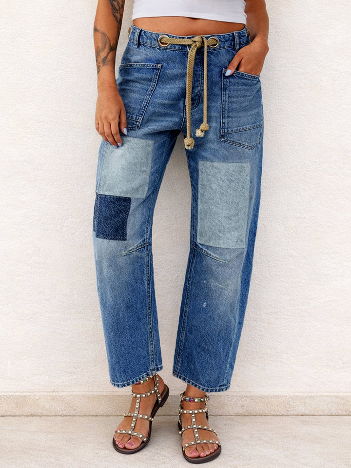 Margarita | Vaqueros patchwork con cordón ajustable