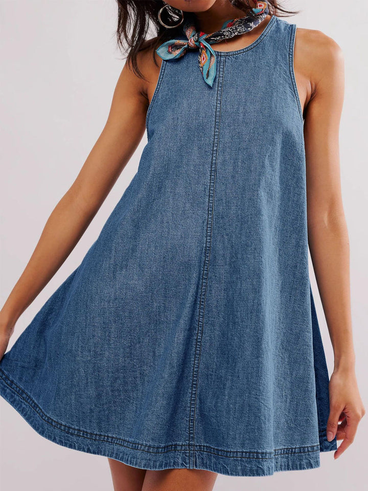 Nancy | Vestido vaquero mini sin mangas y sin espalda